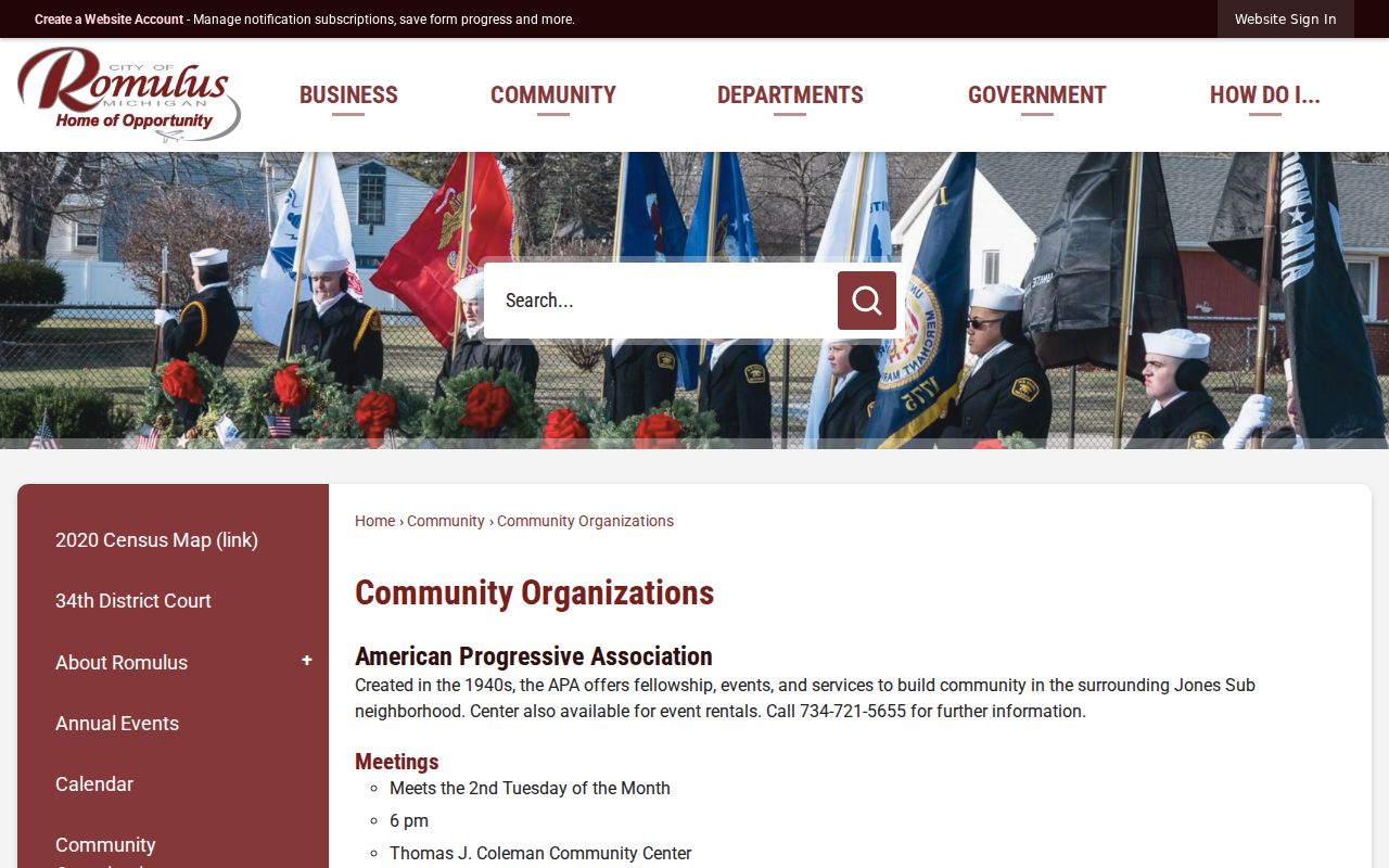 Romulus ZIP code community organization listings