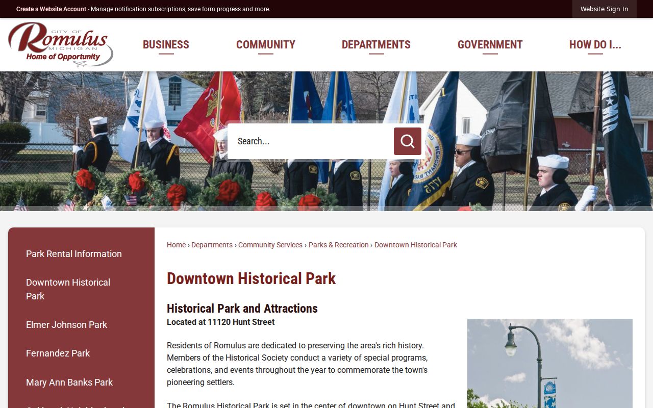 Romulus neighbors Historical Museum and Archives block-history resources